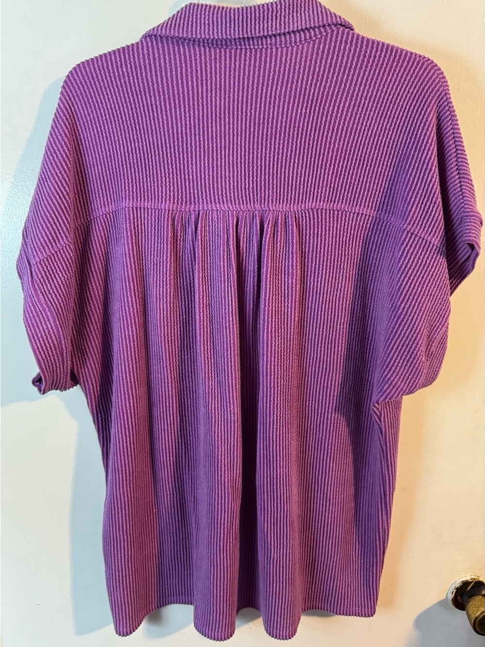 Blumin Apparel Lavender-Purple Ribbed Button-Front Top - Picture 2 of 5